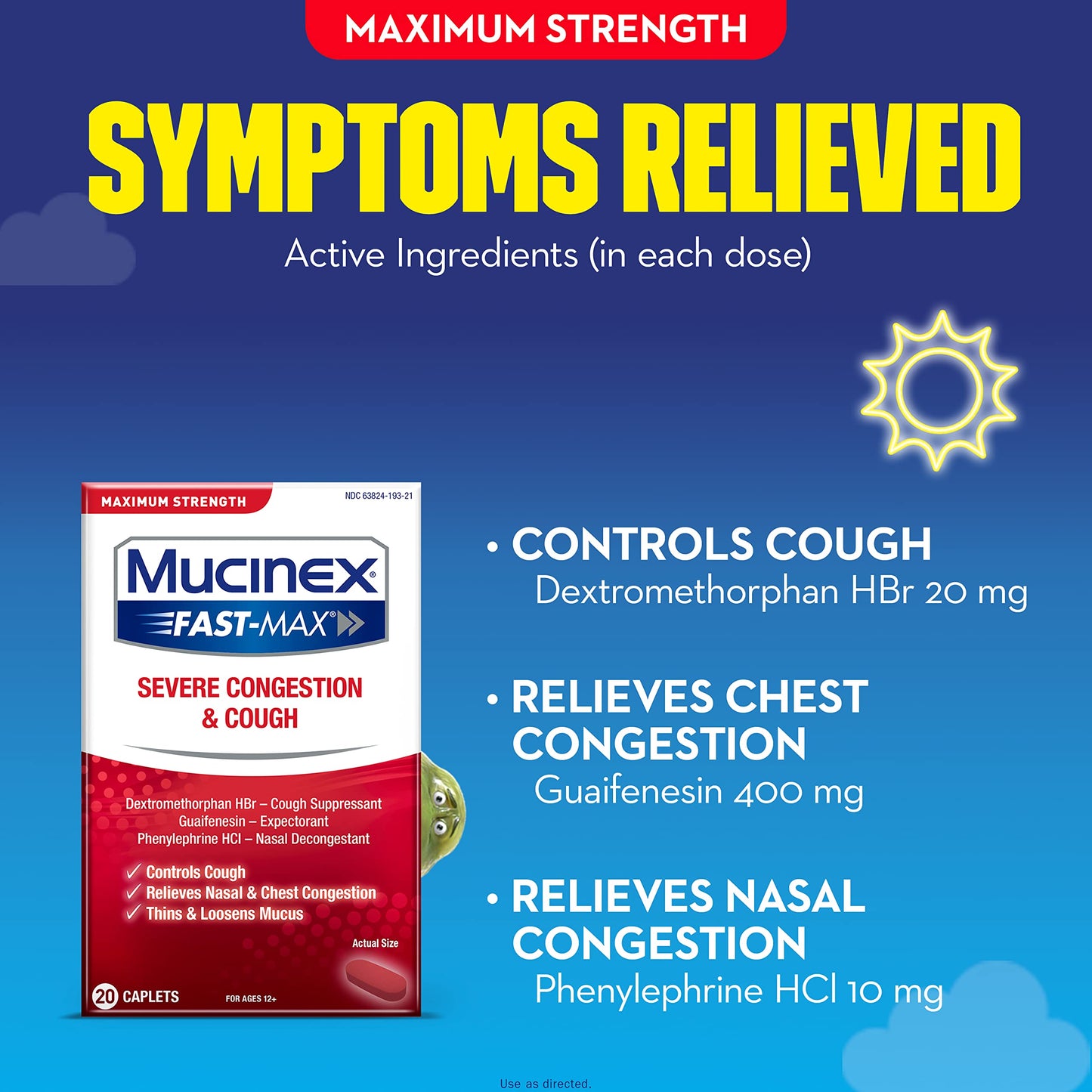 Mucinex Fast-Max Adult Severe Congestion & Cough, 20ct EXP 7/23 DAMAGED BOX