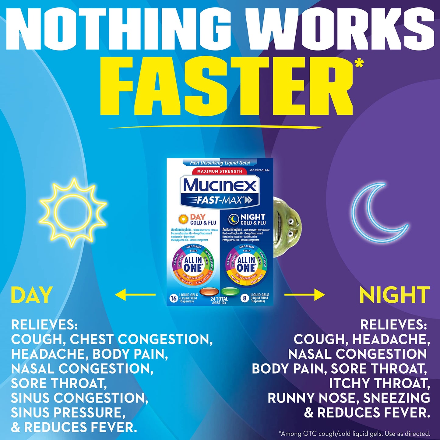 Mucinex Maximum Strength Fast-Max Day Severe Cold and Night Cold Flu Liquid 9/23