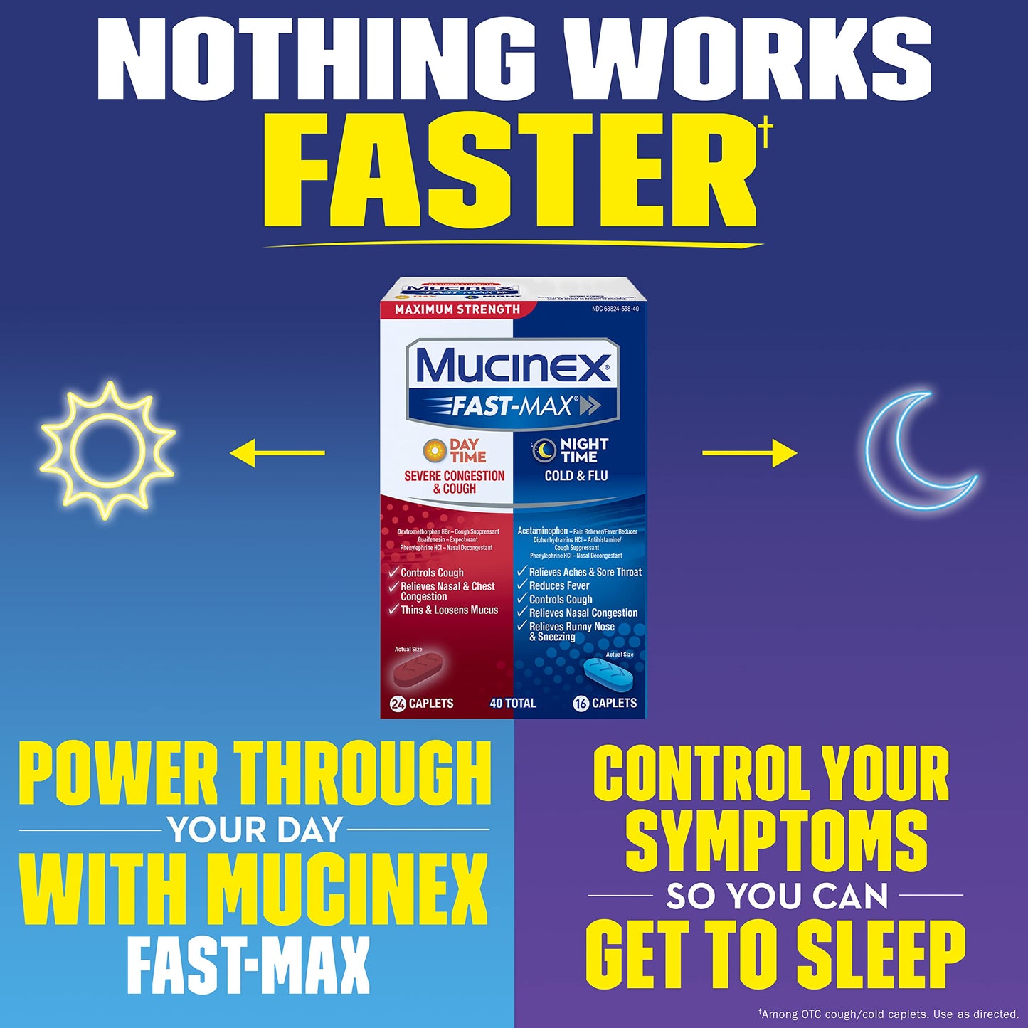 Mucinex Fast -Max Day & Night Cold, Cough, & Congestion Caplets For 12+(11/22)