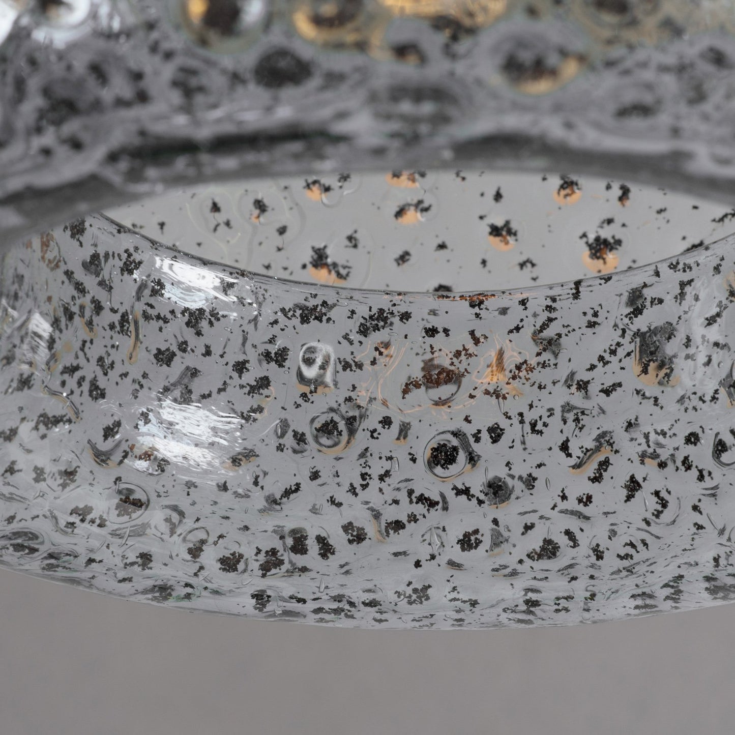 CASAMOTION Pendant Light Handblown Glass Drop Ceiling Lights, Rustic Hanging Light Seeded Clear Glass with Black Sand Powder, Brushed Brass Finish