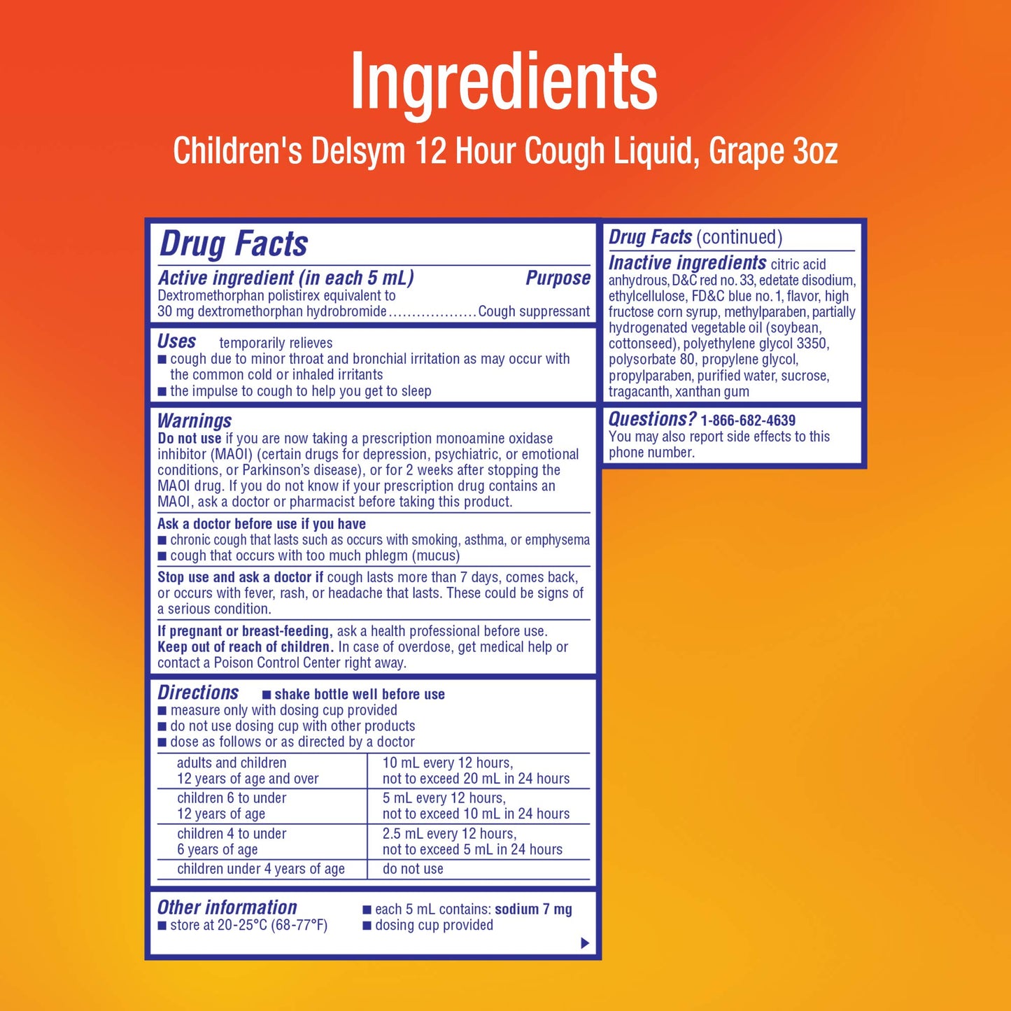 Delsym Childrens Cough - 3 oz. EXP 2/2024