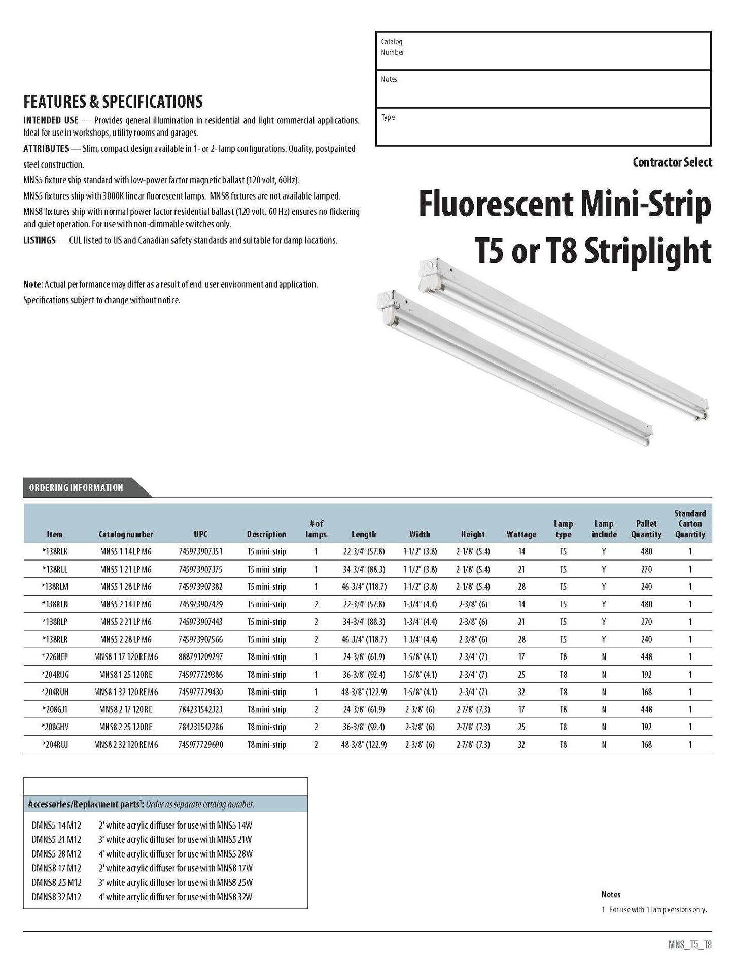 Lithonia Lighting MNS8 2 25 120 RE 2-Light T8 Mini-Strip Light for Residential Use, 3-Feet