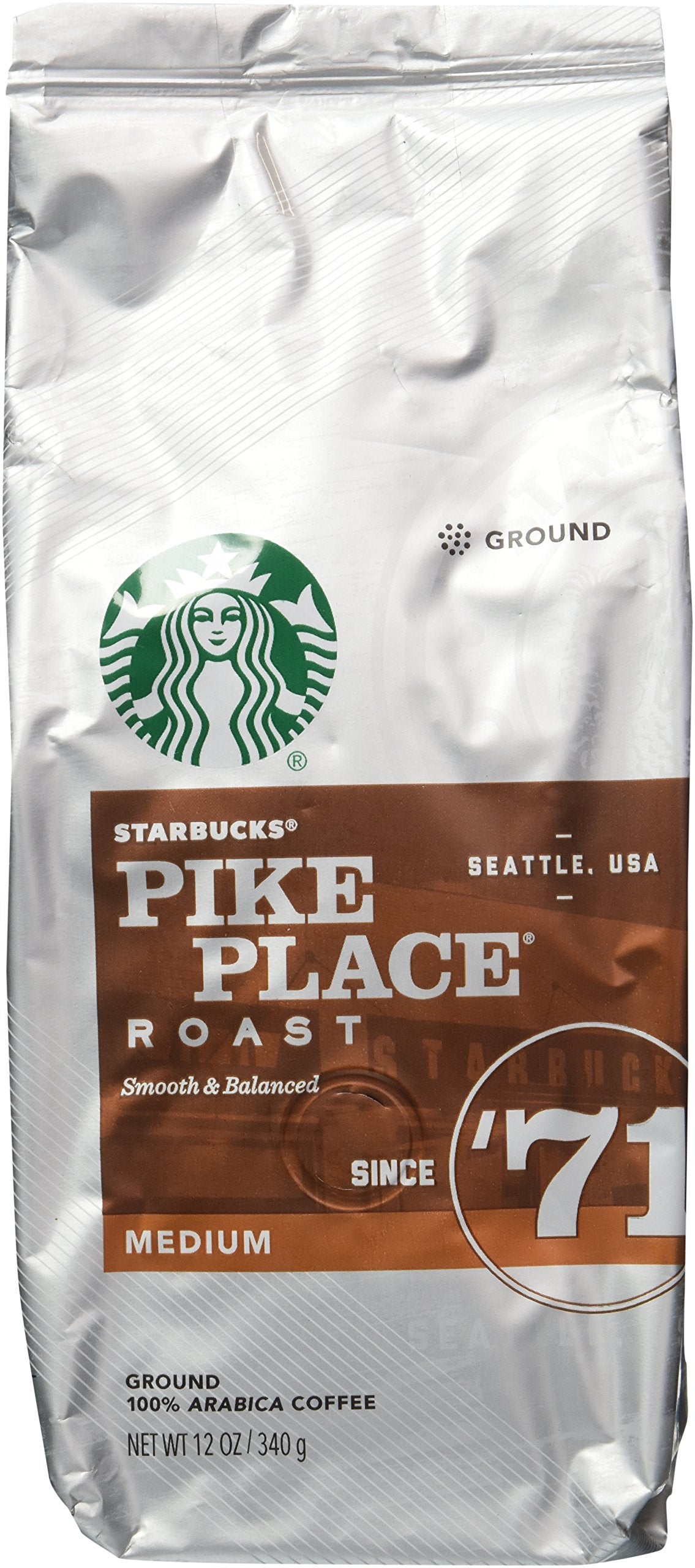 18 PACK Starbucks Medium Pike Place Roast Coffee Ground 12 oz BEST BEFORE 1/2020