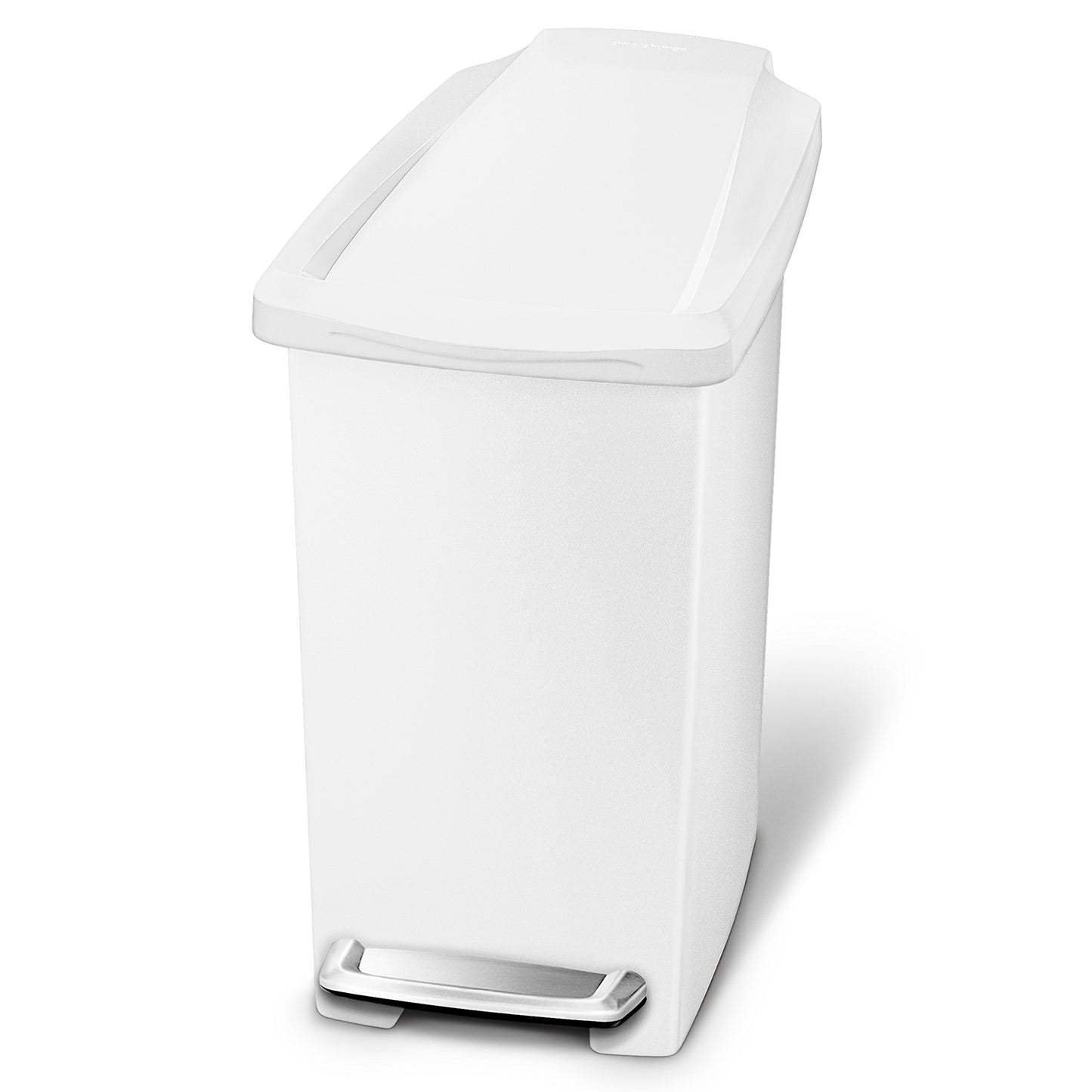 simplehuman 10 Liter / 2.6 Gallon Compact Slim Step Trash Can, White Plastic