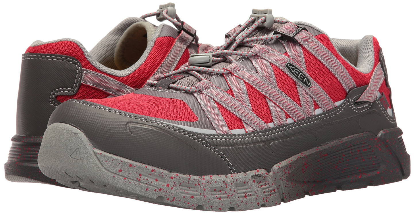 KEEN Utility Men's Asheville Alloy Toe ESD Work Shoe,Magnet/Racing Red, 9.5 D US