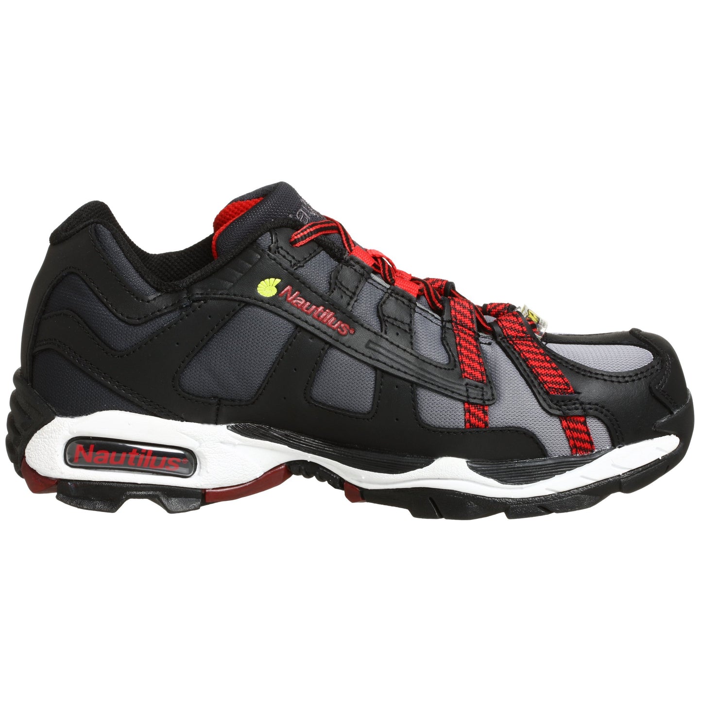 Nautilus 1317 ESD No Exposed Metal Safety Toe Athletic Shoe,Black/Silver/Red,8 W