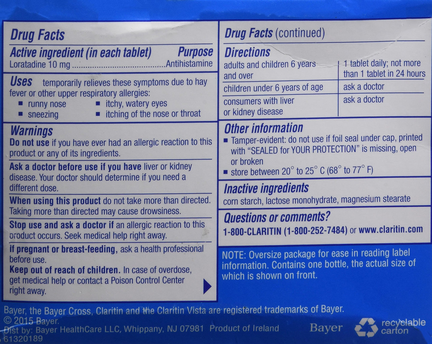 (3) Claritin 24 Hour Allergy, 10 Mg Tablets 70ct Exp 06/2020+