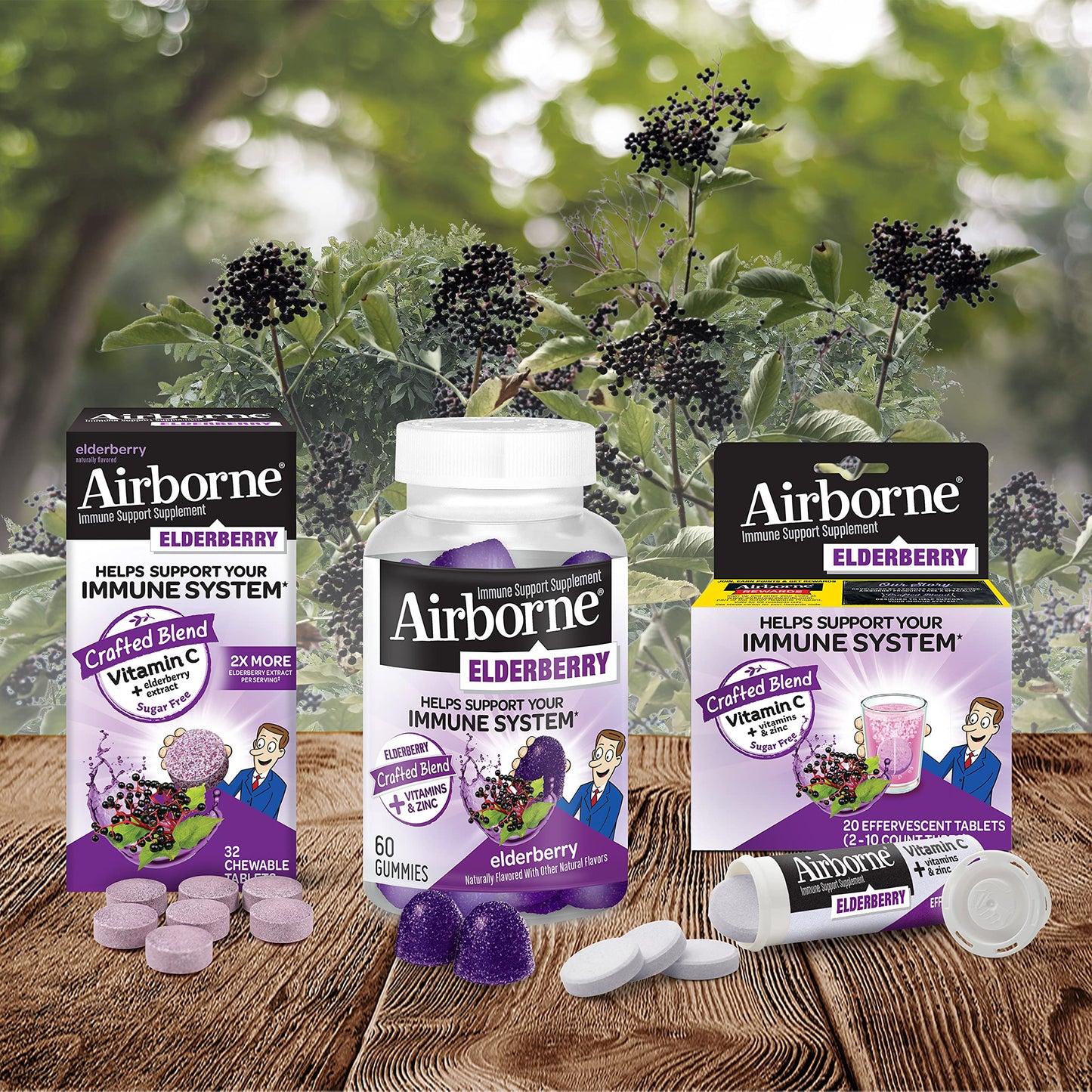 NEW Airborne Elderberry Immune Support Supplement 32 chewable tablets EXP 12/23