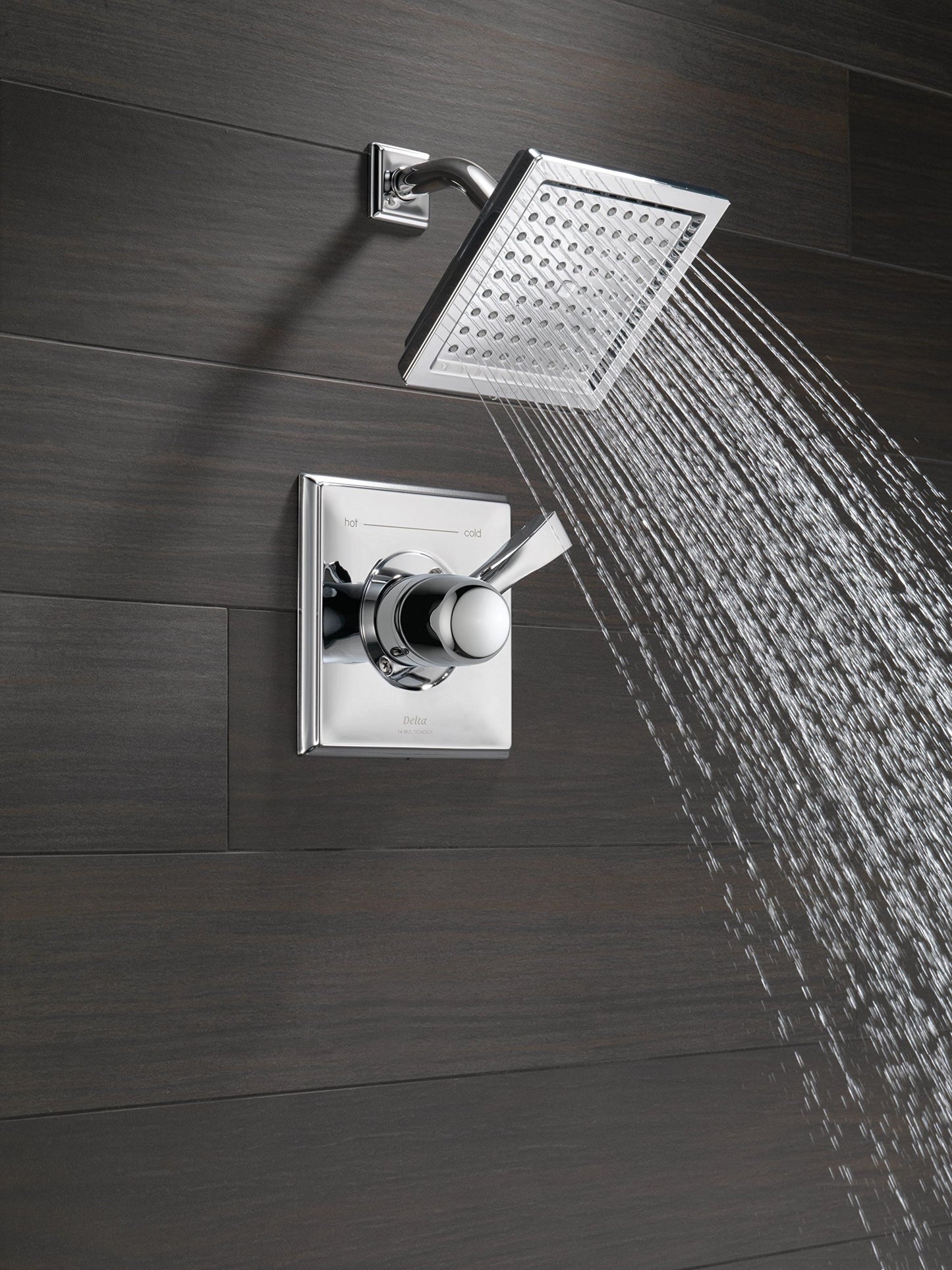 Delta Faucet Dryden 14 Series Single-Function Shower Trim Kit with Single-Spray Touch-Clean Shower Head, Chrome T14251 (Valve Not Included)