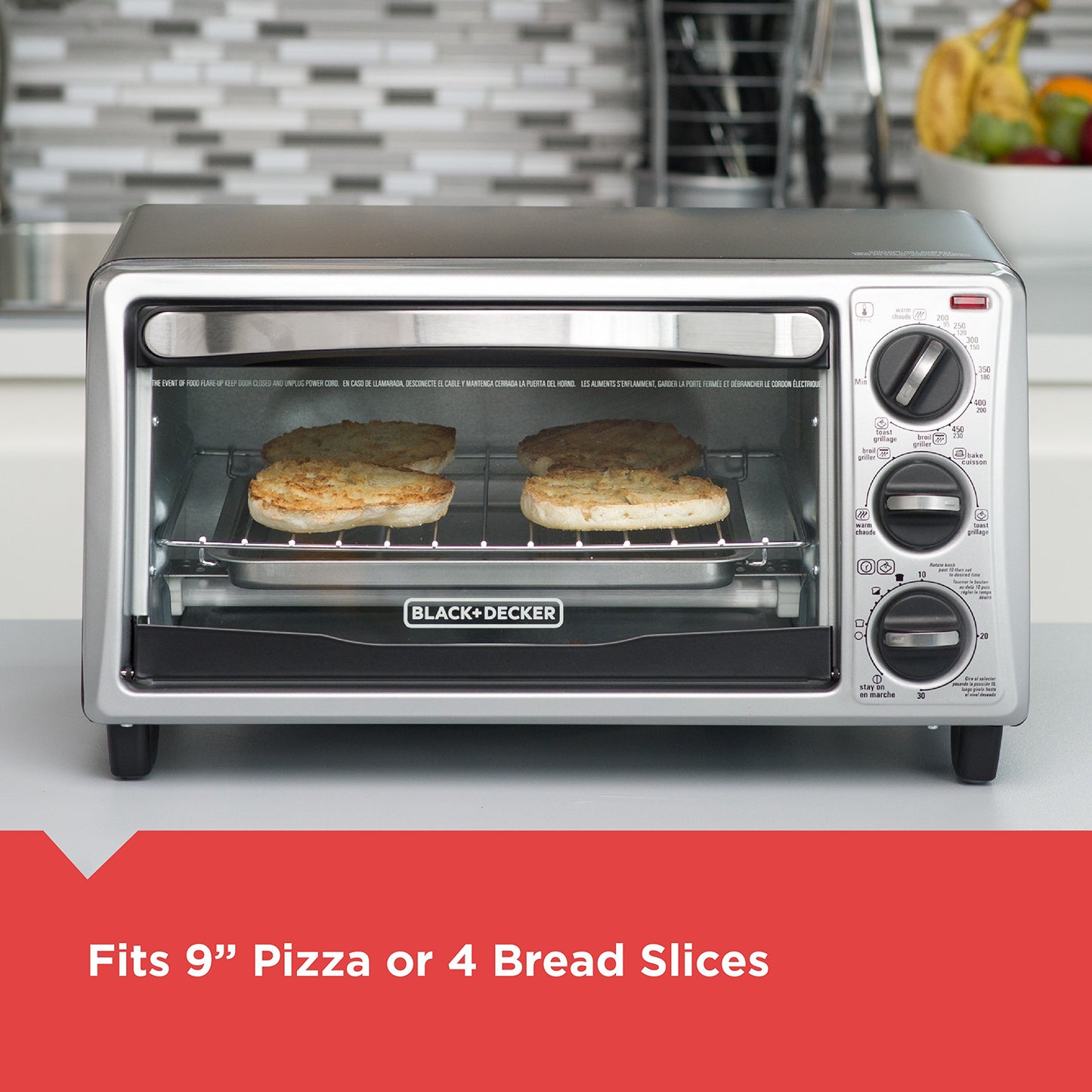 Black and Decker TO1313SBD 4-Slice Toaster Oven, Black