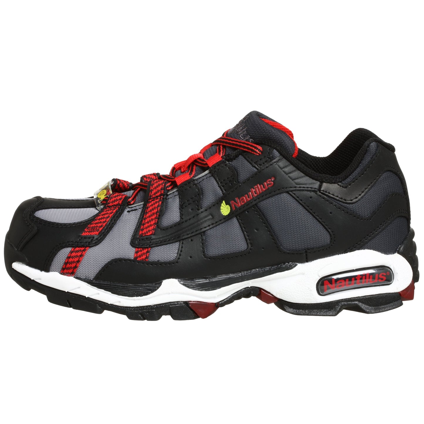 Nautilus 1317 ESD No Exposed Metal Safety Toe Athletic Shoe,Black/Silver/Red,8 W