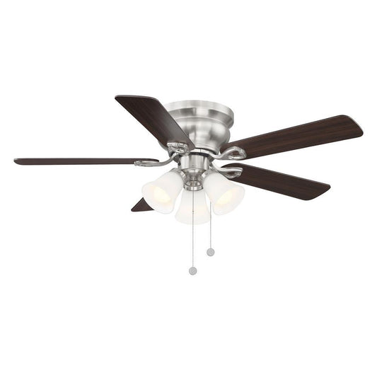 Yow Clarkston II 44 in. LED Indoor Brushed Nickel Ceiling Fan with Light Kit