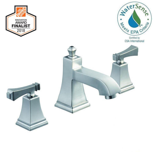 Glacier Bay Exhibit 8 in. Widespread 2-Handle Low-Arc Bathroom Faucet in Brushed Nickel