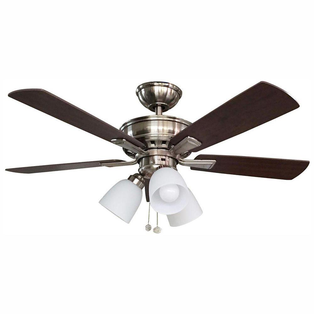 Hampton Bay Vaurgas 44 in. LED Indoor Brushed Nickel Ceiling Fan