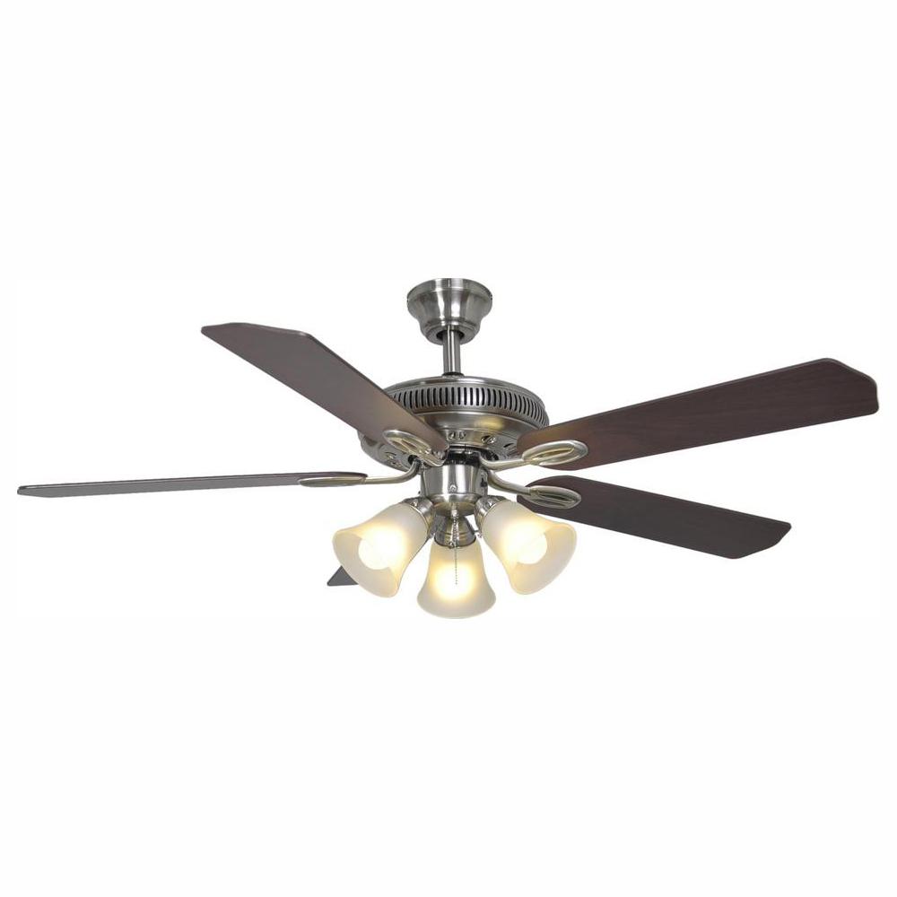 Hampton Bay Glendale 52 in. LED Indoor Brushed Nickel Ceiling Fan