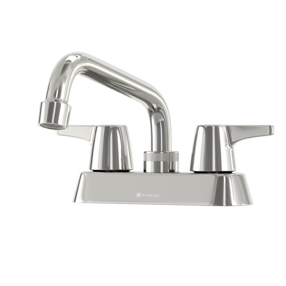 Glacier Bay Aragon 4 in. Centerset 2-Handle Laundry Faucet in Chrome (Grey)