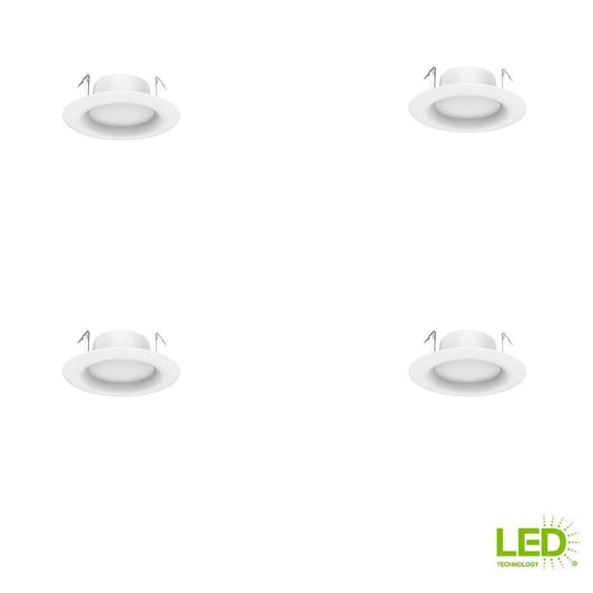 EcoSmart 4 in. White Integrated LED Recessed Trim, Daylight (4-Pack)