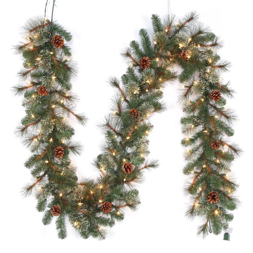 Home Accents Holiday 9 ft. Pre-Lit LED Artificial Alexander Pine Christmas Gar..