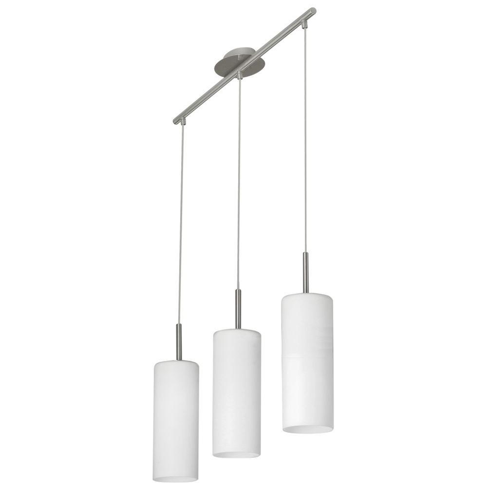 Eglo 20598A Crash 3-Light Matte Nickel Hanging Island Light Glass Shades LED BUL