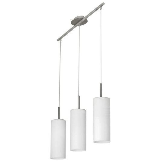Eglo 20598A Crash 3-Light Matte Nickel Hanging Island Light Glass Shades LED BUL