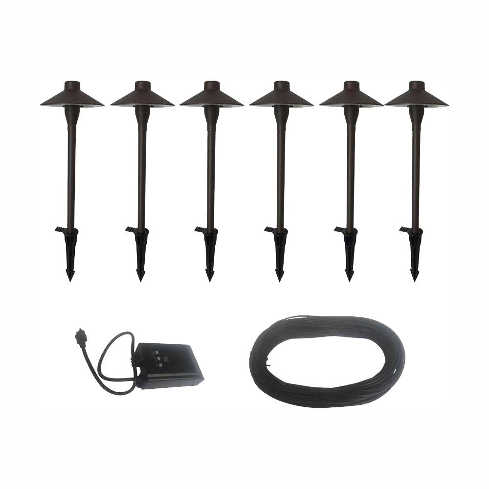 1.8-Watt Mediterranean Bronze-Metal Outdoor Integrated LED 3000K Landscape Path Light (6-Pack)