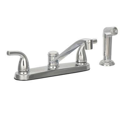 2-Handle Joss Side Sprayer Kitchen Faucet with Ceramic Disc Cartridge and Deck Plate in Chrome