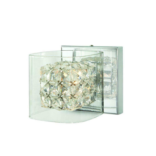 Home Decorators Crystal Cube 1-Light Polished Chrome Vanity Light
