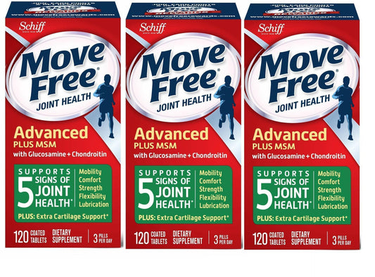 LOT of 3 Move Free Joint Health Supplement Tablets (120 count) 3 pills per day