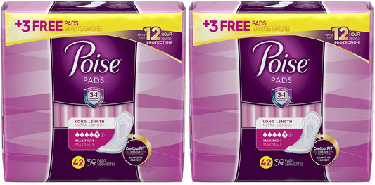 Poise Incontinence pads, Maximum Absorbency, Long, 84 Count