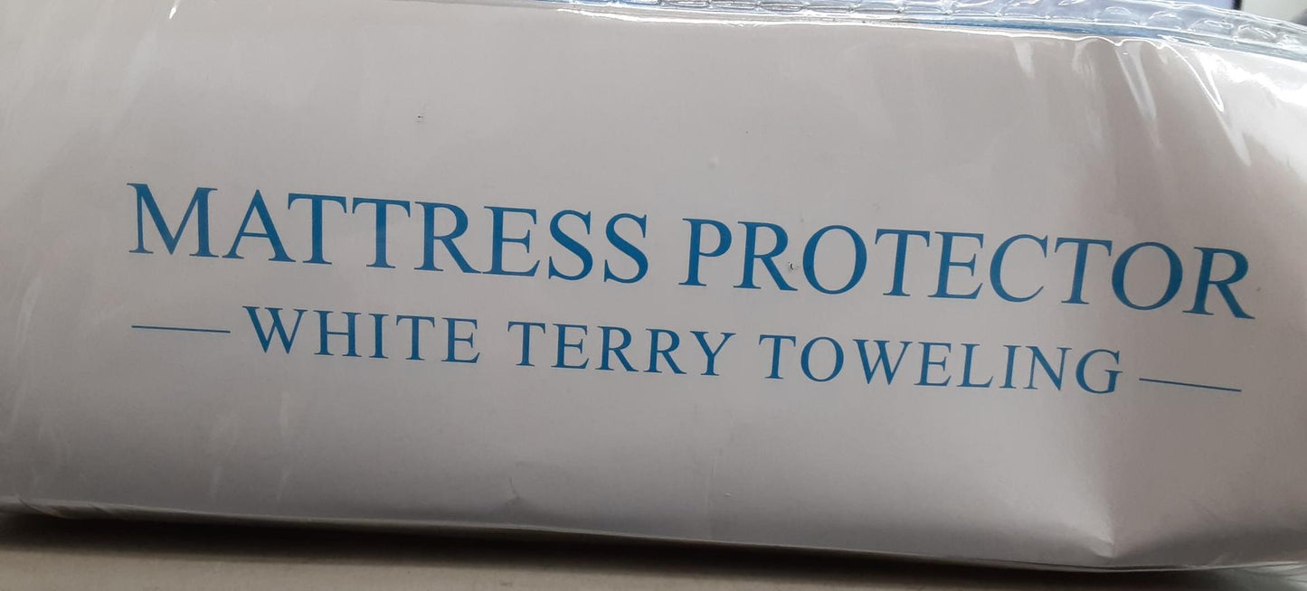 KING Mattress Protector White Terry Toweling Hypoallergenic Waterproof