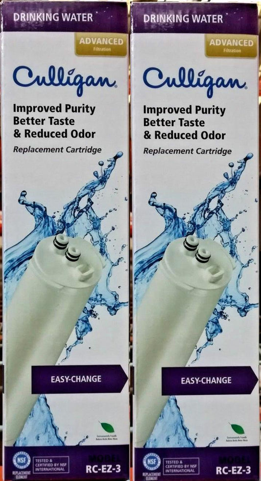 LOT OF 2 Culligan RC 3 EZ-Change Premium Water Filtration Replacement Cartridge,