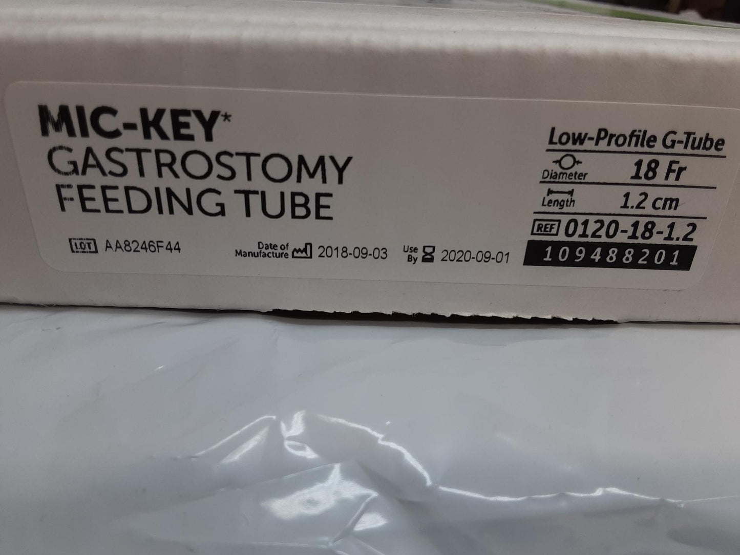 Mic-Key Gastrostomy Feeding Tube Low profile G-tube 18fr-1.2cm exp:09-01-2020