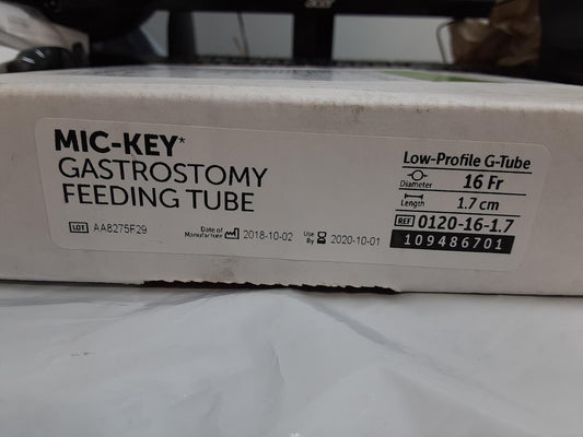 Mic-Key Gastrostomy Feeding Tube Low profile G-tube 16fr-1.7cm exp: 10-01-2020