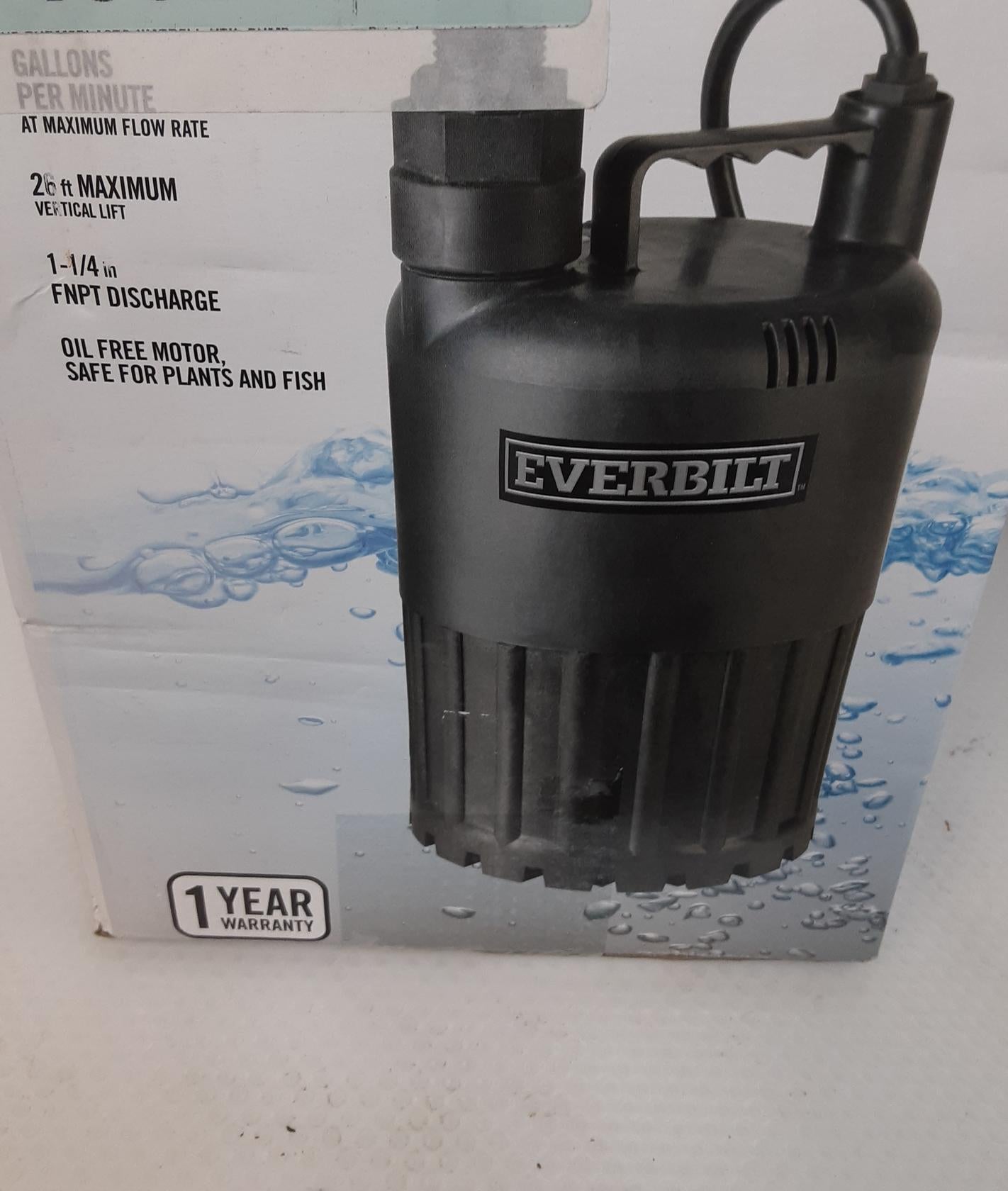 Everbilt Waterfall Utility Pump 4/10 Hp Submersible Sup80-hd  *BEING SOLD AS IS*