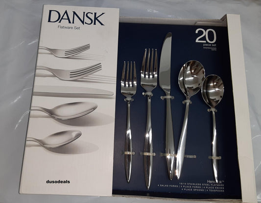 Dansk 876596 Hendrick 20pc Flatware Set, 2.8 LB, Metallic