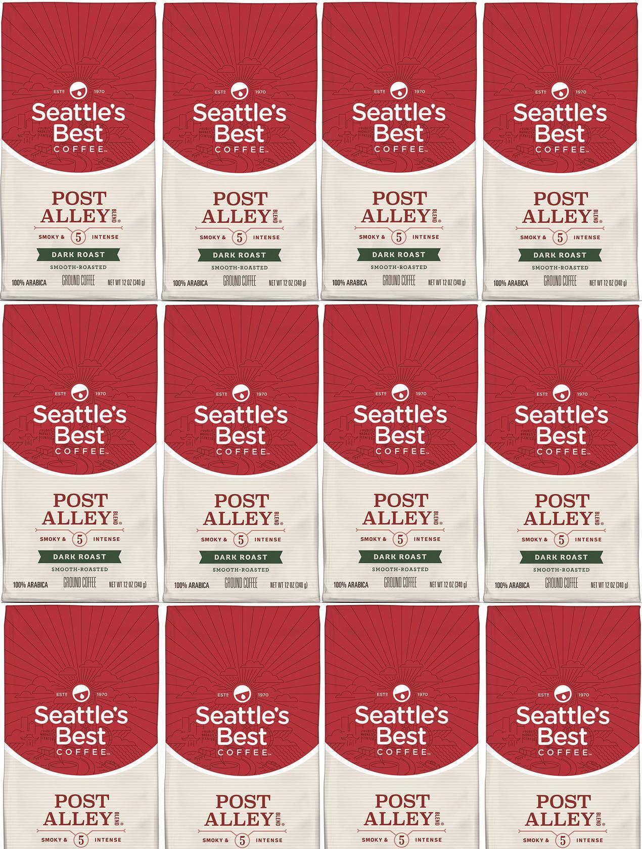 PACK OF 12 Seattle's Best Post Alley Dark Ground , 12 Oz EA Best Before 2/2020