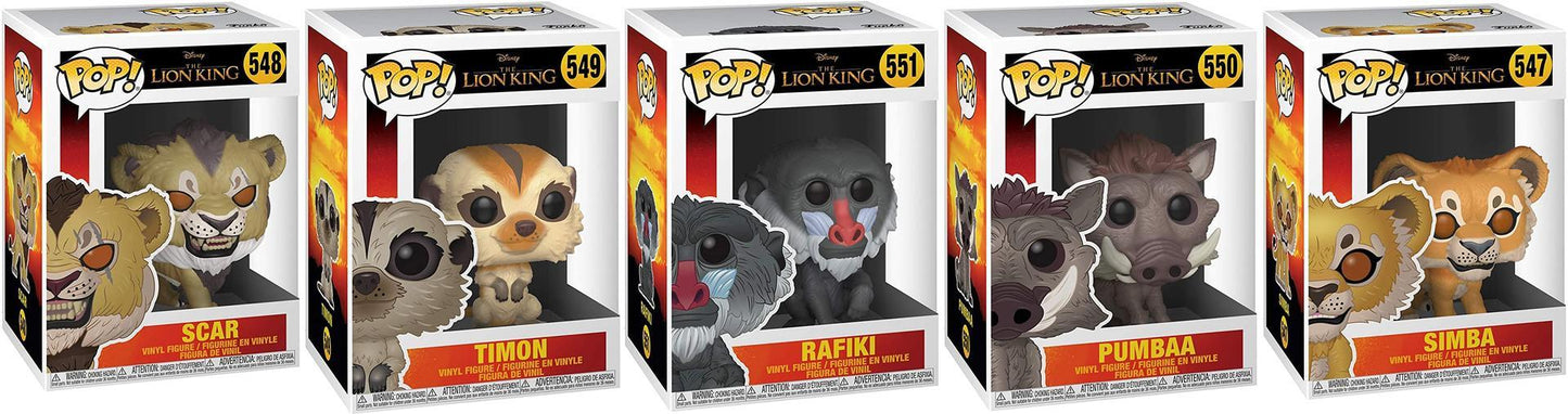 Funko Pop! Disney: Lion King 5 Piece Set : Scar, Timon, Rafiki, Pumba, Simba