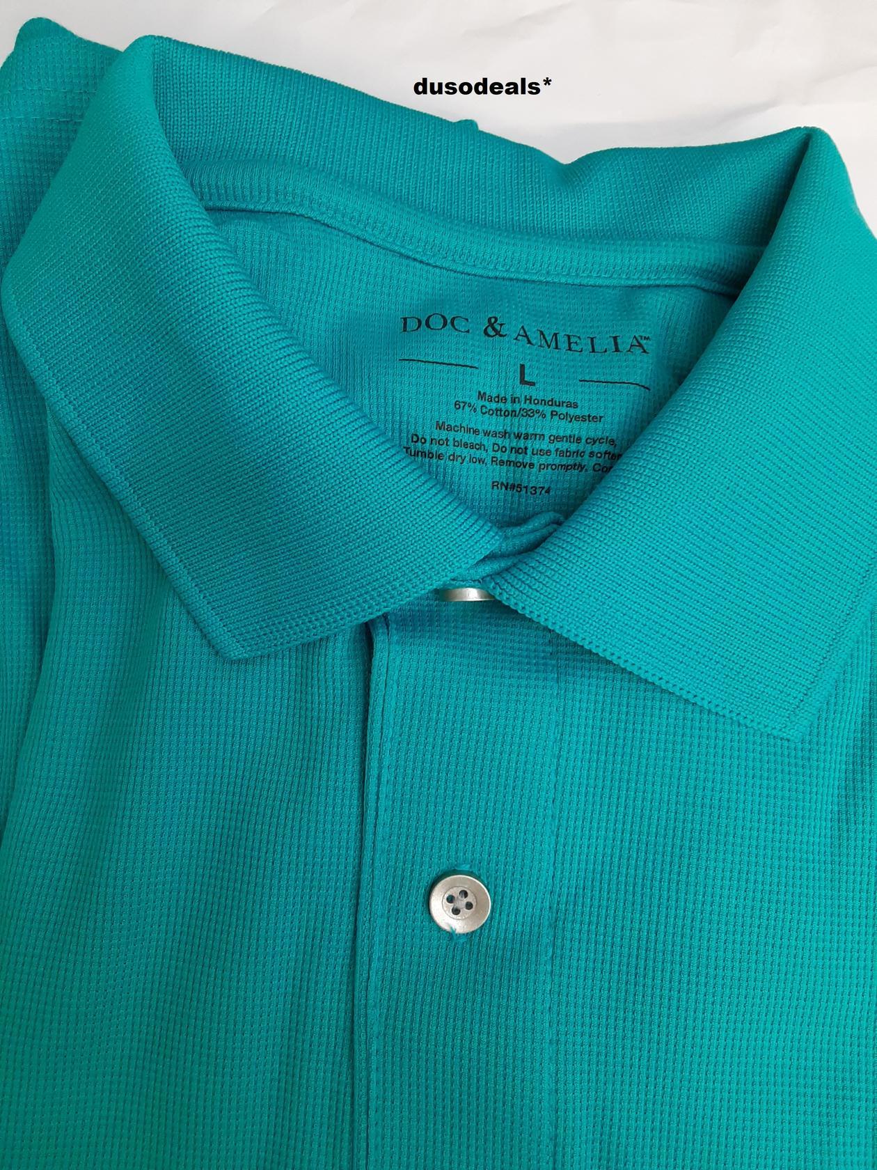 Doc & Amelia Mens 67% cotton/33% polyester polo shirts: LARGE