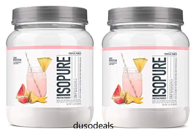 *LOT OF 2* Isopure Infusions Whey Protein Isolate Powder Tropical Punch 14.1 oz