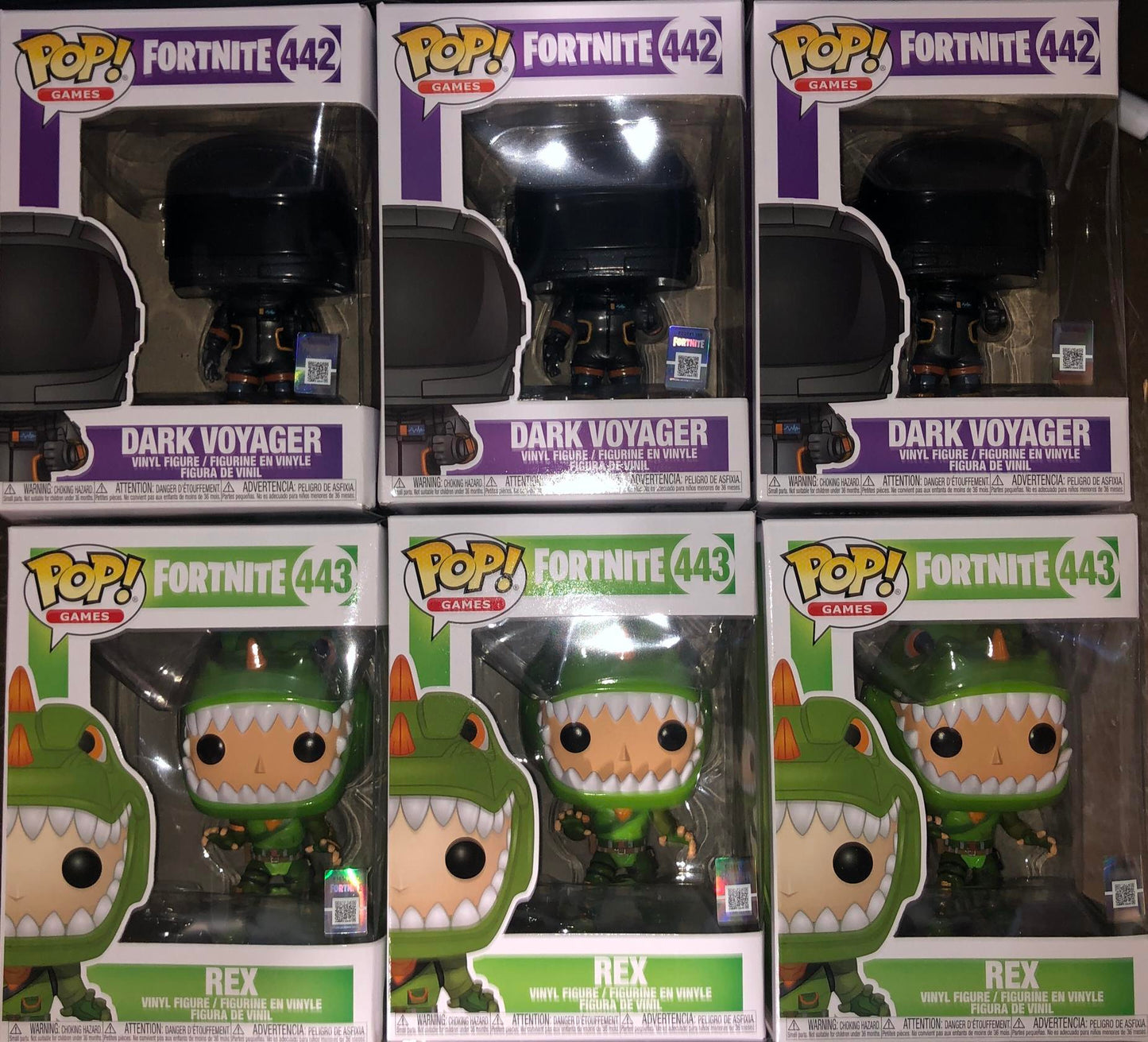 Funko Pop! 6 Piece LOT : Fortnite Dark Voyager 442 , REX 443