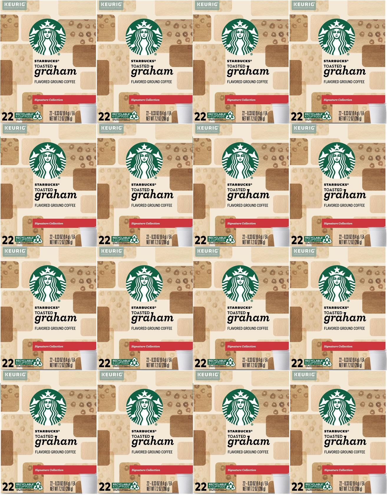 HUGE LOT 352 Starbucks K-Cups Toasted Graham  16 boxes x 22 ct Best By June 2020
