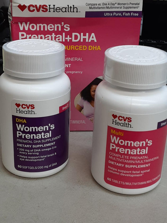 Womens Prenatal + Dha Multi Vitamin 60 Tablets + 60 Softgels Exp 08/20