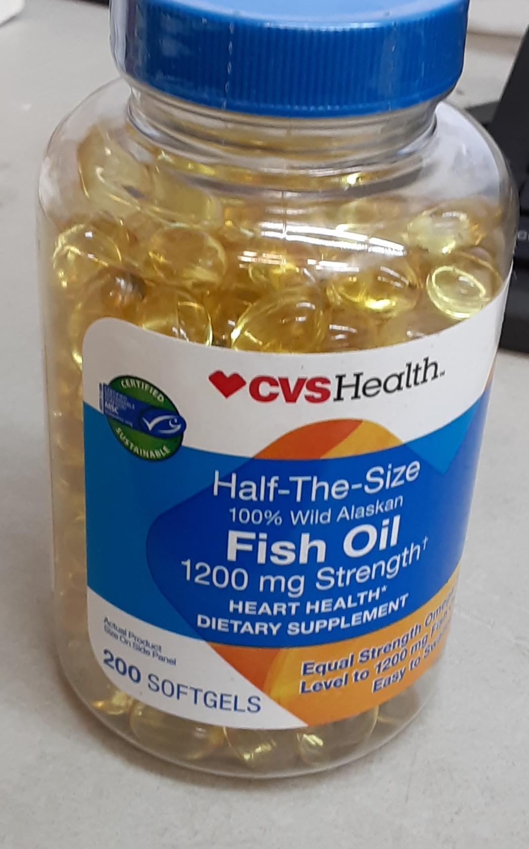 100% Wild Alaskan Half The Size Fish Oil Softgels 1200mg, 200 Ct Exp 12/2021