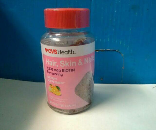 Cvs Health Hair,/Skin/Nails 2500 Mcg Biotin 80 Gummies Flavor EXP: 08/20