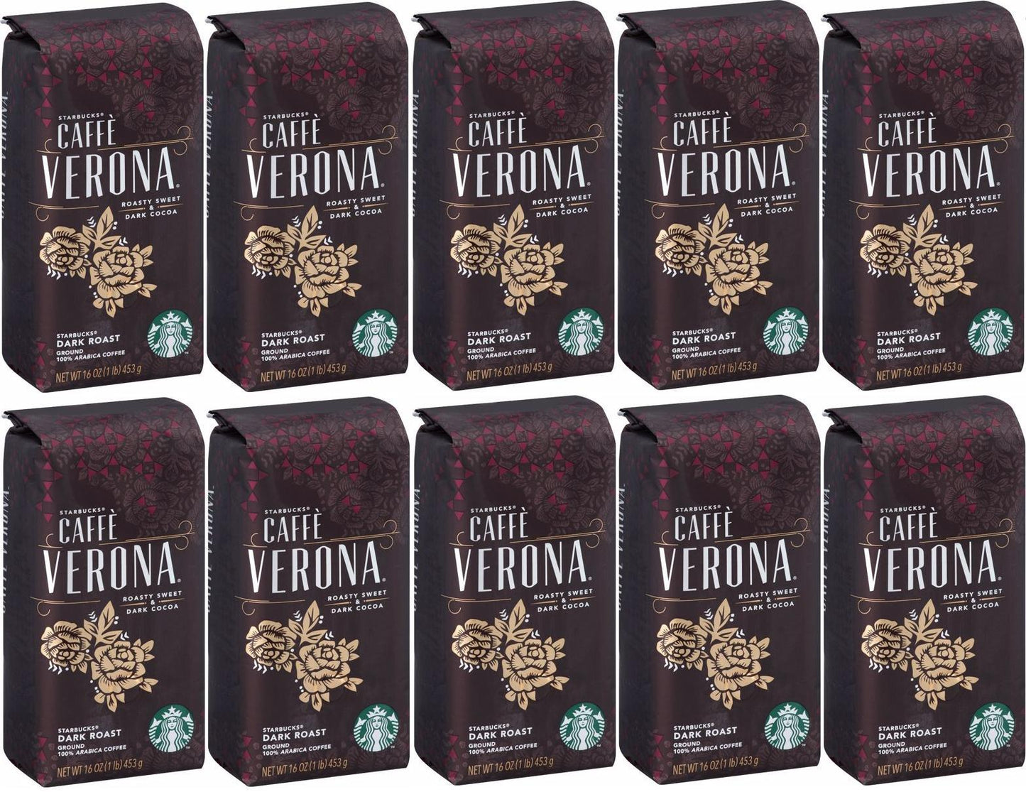 10 LBS Starbucks Caffe Verona Dark Roast Ground Coffee Best Before February 2020