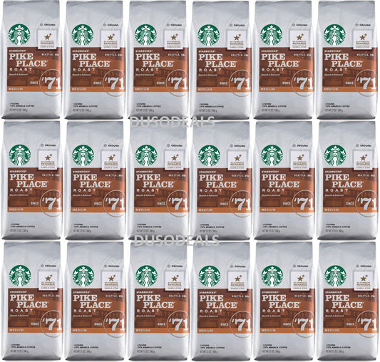 18 PACK Starbucks Medium Pike Place Ground Coffee BEST BEFORE NOVEMBER 2019