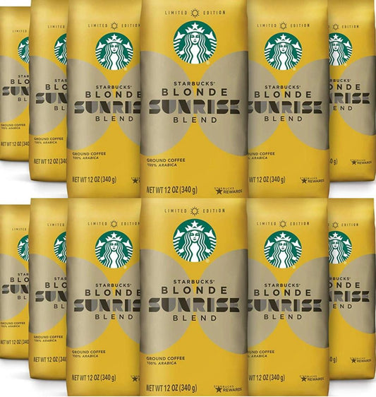 12 PACK Starbucks Sunrise Blend Blonde Roast Ground Coffee BEST BEFORE 11/2019