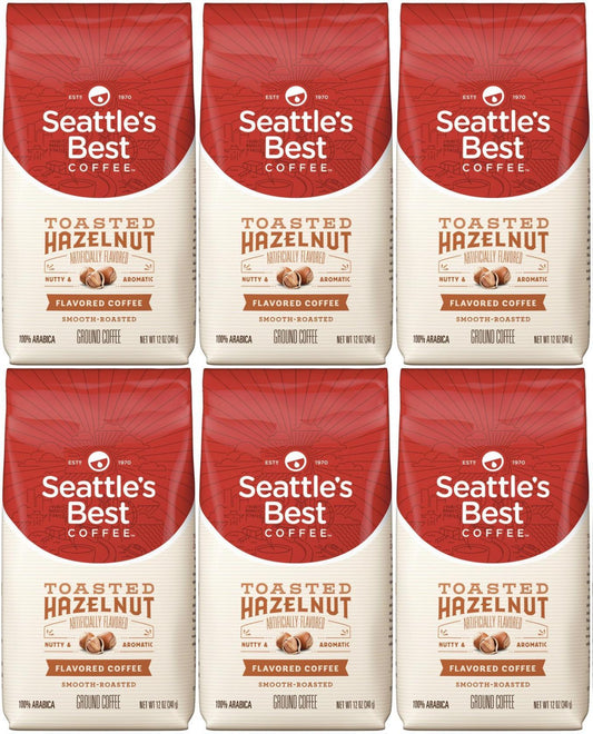 PACK OF 6 Seattle's Best Toasted Hazelnut Ground 12 oz Bags Best Before May 2020