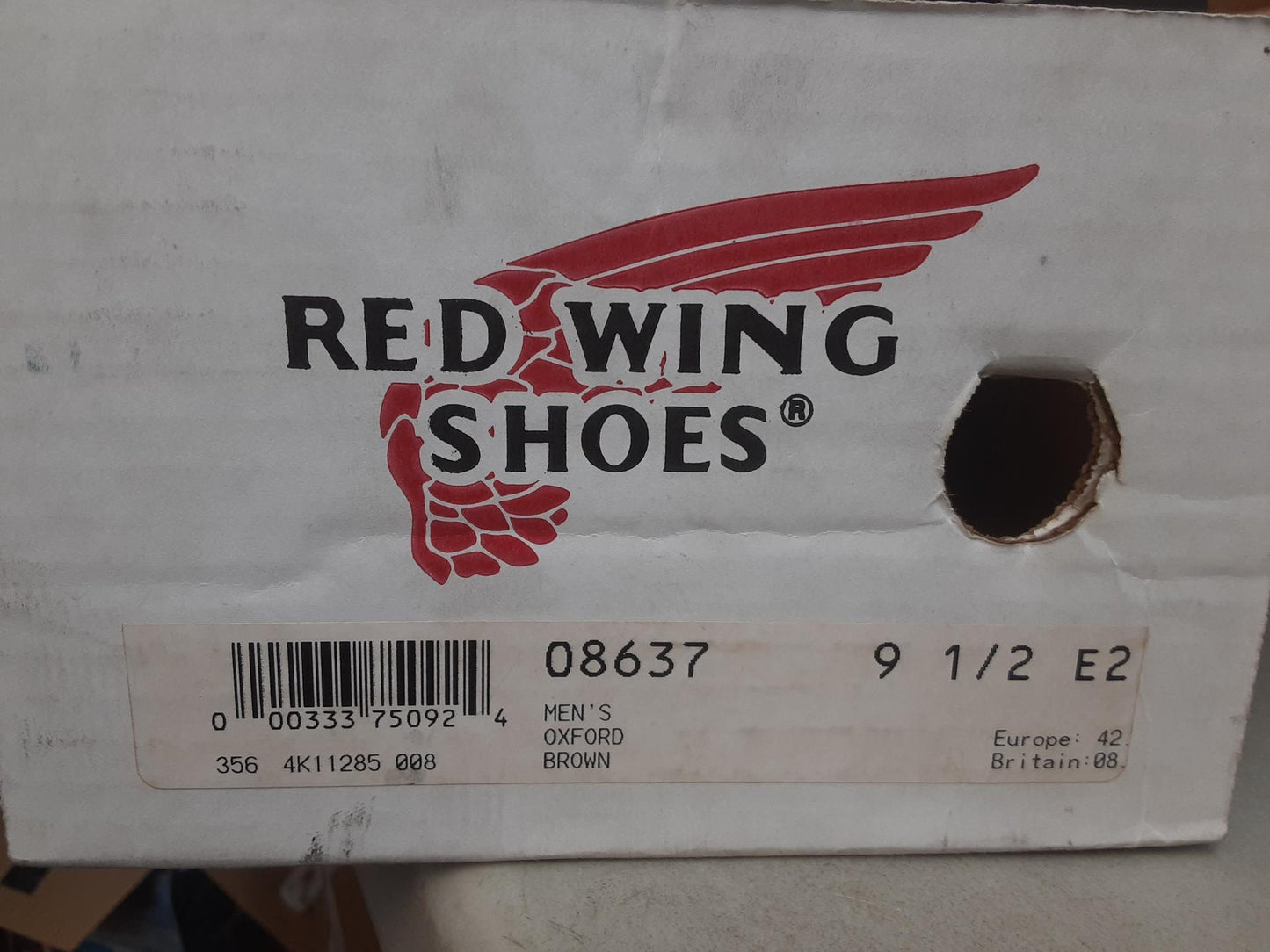 * Please READ * RedWingShoes MENS Oxford, 08637 Size 9.5 E2