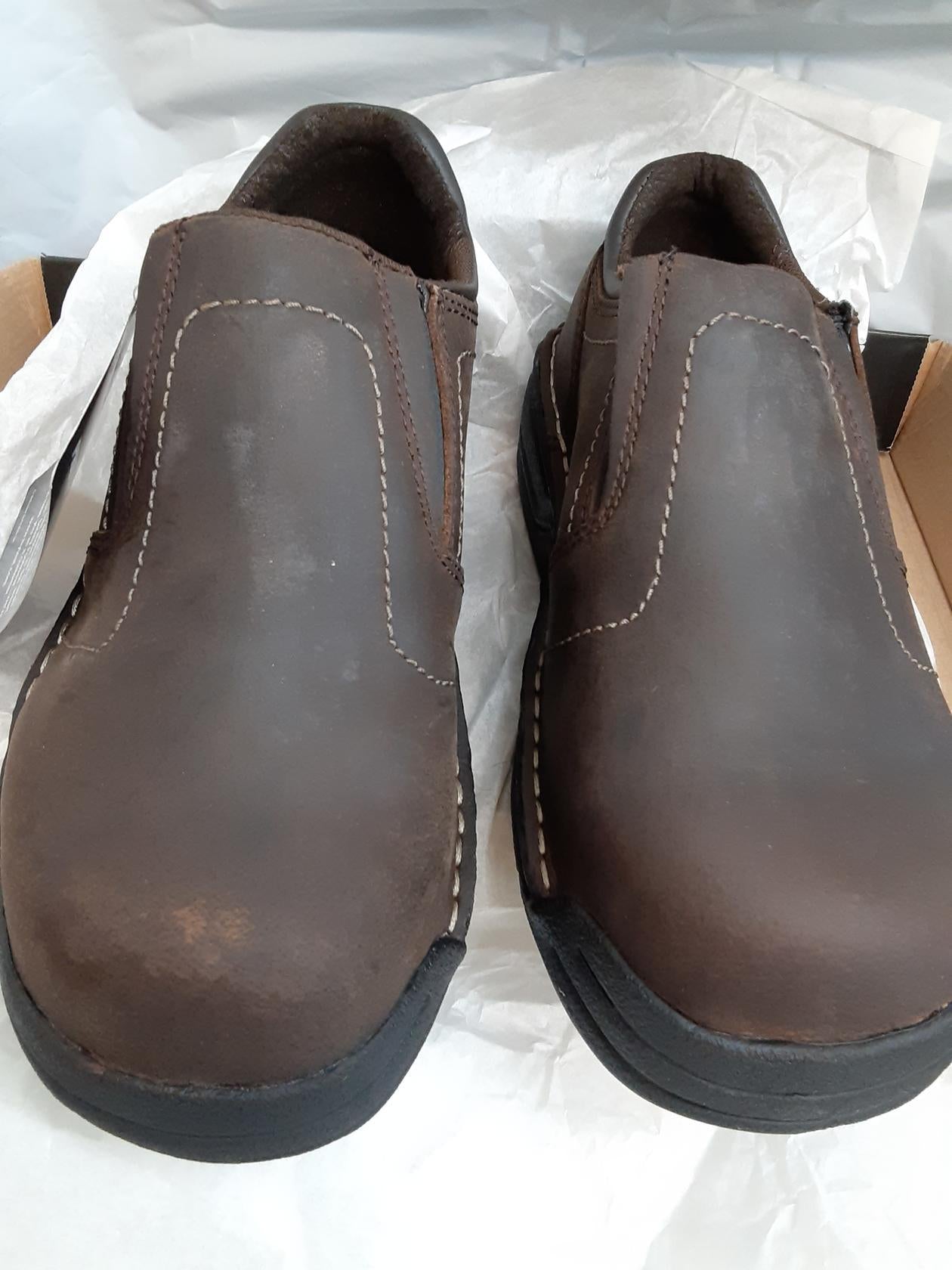 *Defects Hytest Opanka Slip On, Steel Toe, EH, Brown, K17141, Women size 8 Wide